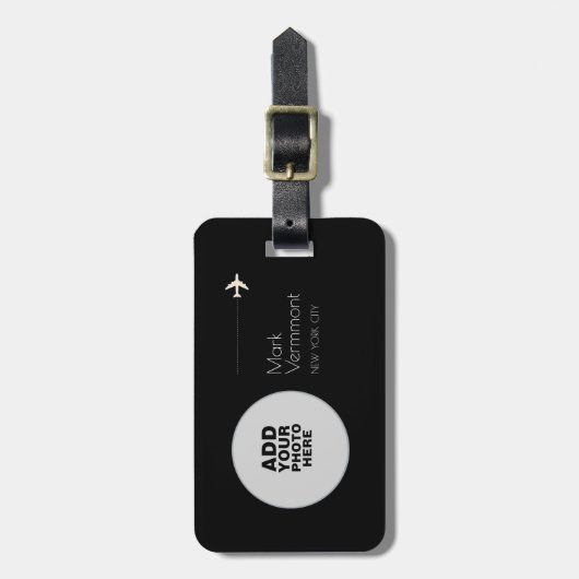 Circle Foto Black Gepäckanhänger (Vorderseite vertikal)