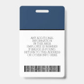 Circle Foto Custom Employee Bar code, Logo, Name Ausweis (Rückseite)