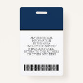 Circle Foto Custom Employee Bar code, Logo, Name Ausweis (Rückseite)