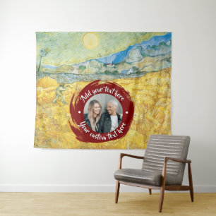 Circle Foto/Logo & Benutzerdefinierter Text   Voll Wandteppich