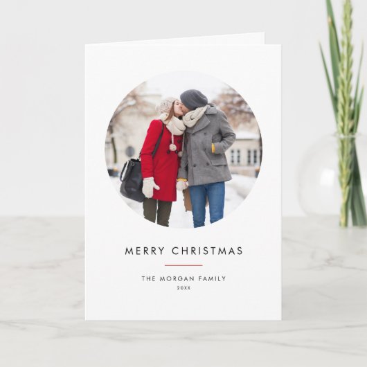 Circle Foto Rot Minimalistisch Frohe Weihnachten (Vorderseite)