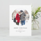 Circle Foto Rot Minimalistisch Frohe Weihnachten (Stehend Vorderseite)