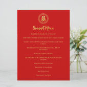 Circle Frame doppeltes Glück chinesische Hochzeit Menükarte (Stehend Vorderseite)