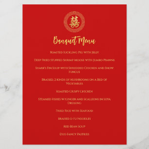 Circle Frame doppeltes Glück chinesische Hochzeit Menükarte