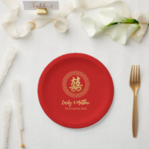 Circle Frame doppeltes Glück Chinesische Hochzeit Pappteller