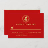 Circle Frame doppeltes Glück chinesische Hochzeit RSVP Karte (Vorne/Hinten)