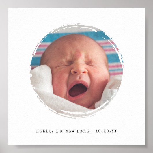 Circle Frame Paint Splotch Foto New Baby Poster (Vorne)