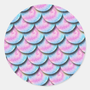 Circle Gefärbte Krawatte Wolken Pink Blue Watercol Runder Aufkleber