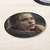 Circle girl runder pappuntersetzer (Angewinkelt)