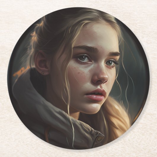 Circle girl runder pappuntersetzer (Vorderseite)