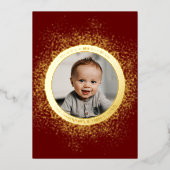 Circle Gold Flecked Foto Folien Feiertagskarte (Vorderseite)