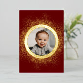 Circle Gold Flecked Foto Folien Feiertagskarte (Stehend vorne)