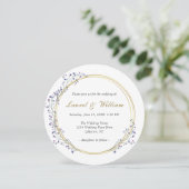 Circle Gold Lila Wreath Wedding Einladung (Stehend Vorderseite)