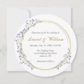 Circle Gold Lila Wreath Wedding Einladung (Vorderseite)