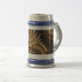 Circle Golden Dragon Portrait on Deep Blue Bierglas (VorderseiteRechts)