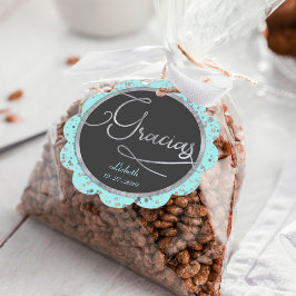 Circle Gracias Baby Blue Silver Confetti Geschenk Geschenkanhänger