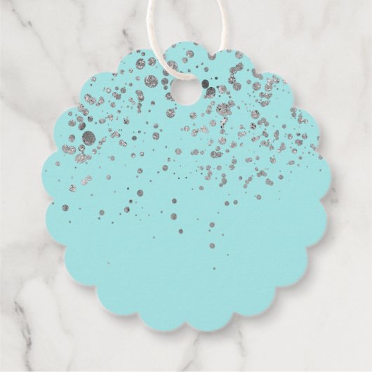 Circle Gracias Baby Blue Silver Confetti Geschenk Geschenkanhänger (Rückseite)