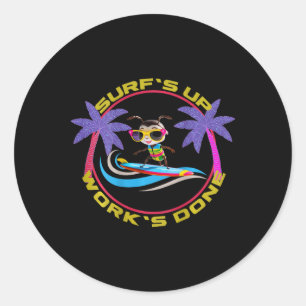 Circle Graphic Apparel Surfen Hoch Arbeiten Fertig Runder Aufkleber