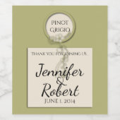 Circle Green und Creme Monogram Wine Label Weinetikett (Einzelnes Label)