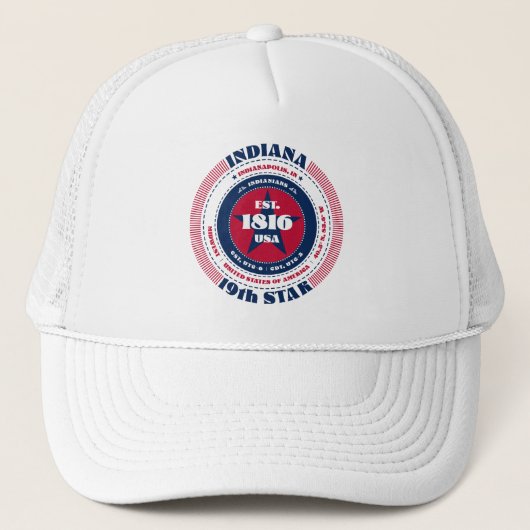 Circle Indiana Staat Patriotic Trucker Hat Truckerkappe (Vorderseite)