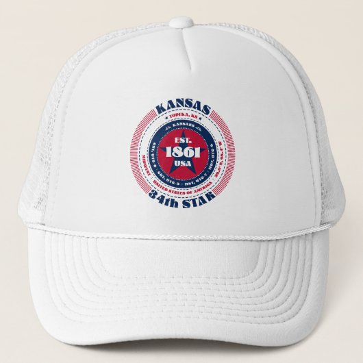 Circle Kansas Staat Patriotic Trucker Hat Truckerkappe (Vorderseite)