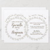 Circle Leaf Blätter braune Rings Hochzeitseinladun Einladung (Vorne/Hinten)