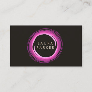 Circle Modern Watercolor Pink Rose Chic Paint Visitenkarte