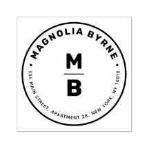 Circle Monogram Address Rubber Briefmarke