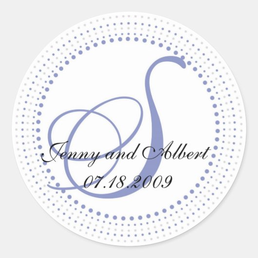 Circle Monogram Aufkleber in Periwinkle - S (Vorderseite)