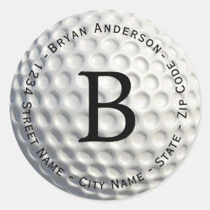 Circle Monogram Golf Ball Rücksendeadresse Runder Aufkleber