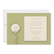 Circle Monogram Green und Creme Weditation Einladu