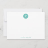Circle Monogram Light Aquamarine Personalisiert Fl Mitteilungskarte (Vorderseite)