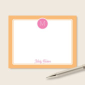 Circle Monogram Preppy Pink & Orange Sherbet Mitteilungskarte