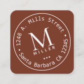 Circle Monogram Terracotta Quadratische Visitenkarte (Vorderseite)