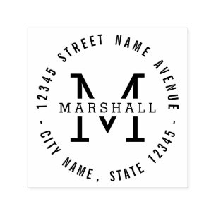 Circle Monogramm Personalisierter Kautschuk Briefm Permastempel