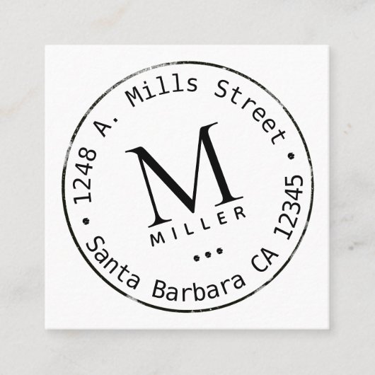 Circle Monogramm Quadratische Visitenkarte (Vorderseite)