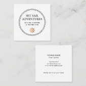 Circle Nautical Rope Gold Ship Wheel White Quadratische Visitenkarte (Vorne/Hinten)