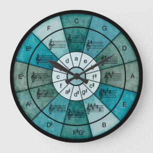 Circle of fifths elegant design for musicians große wanduhr