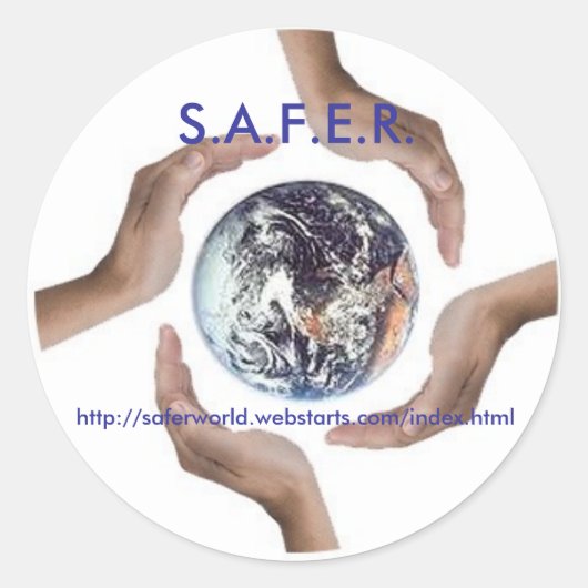 Circle_of_Hands, S.A.F.E.R., http://saferworld... Runder Aufkleber (Vorderseite)