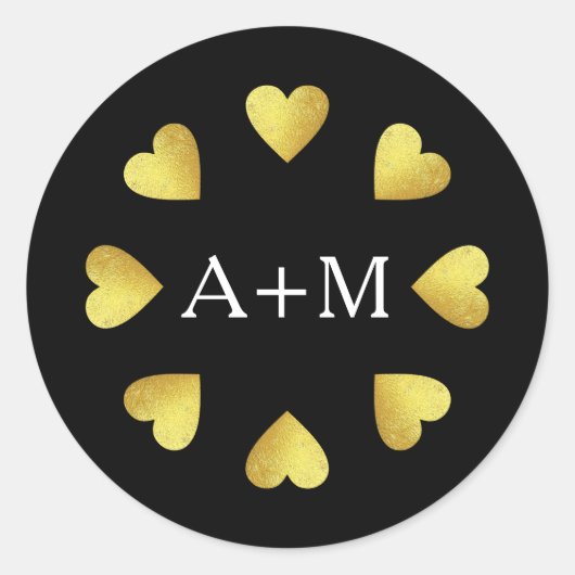 Circle of hearts with initis, love wedding runder aufkleber (Vorderseite)