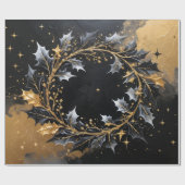 Circle of Light – Golden Wreath Holiday Gift Wrap Geschenkpapier (Flach)