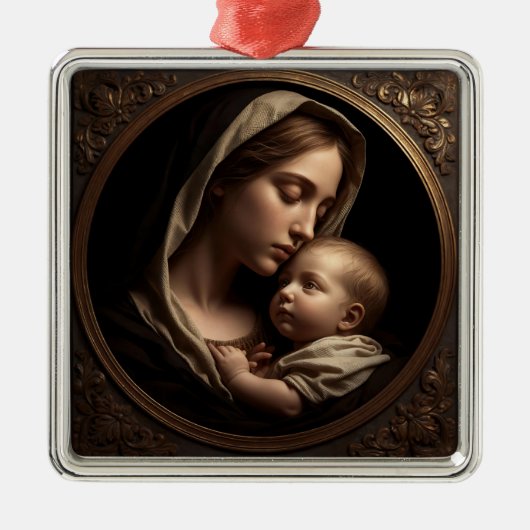 “Circle of Light: Madonna and Child”Ornament Metal Ornament Aus Metall (Vorne)
