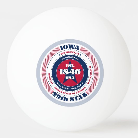 Circle of Red, White and Blue Iowa Tischtennisball (Vorderseite)