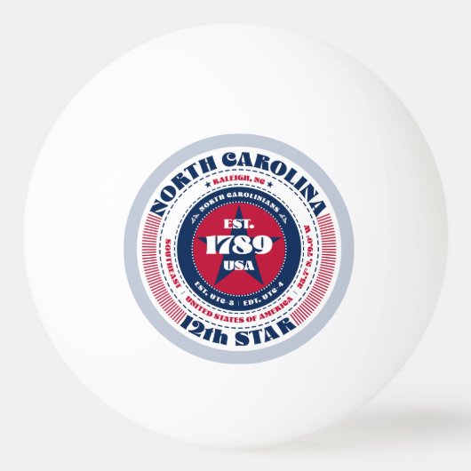 Circle of Red, White and Blue North Carolina Tischtennisball (Vorderseite)