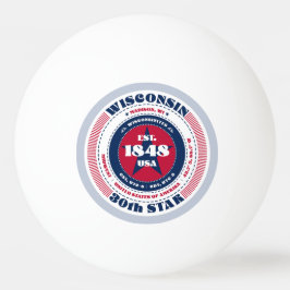 Circle of Red, White and Blue Wisconsin Tischtennisball