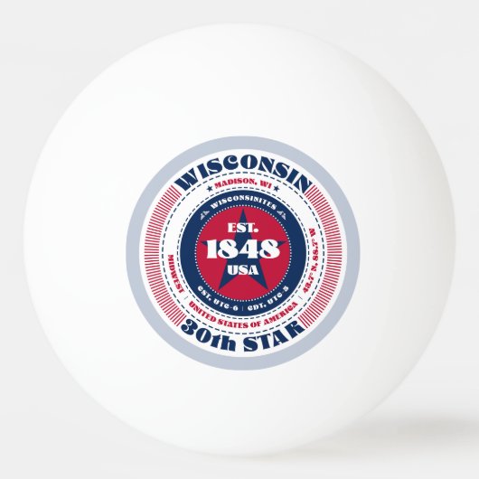 Circle of Red, White and Blue Wisconsin Tischtennisball (Vorderseite)