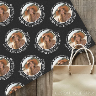 Circle One Foto Happy Birthday Gruß - Black Seidenpapier