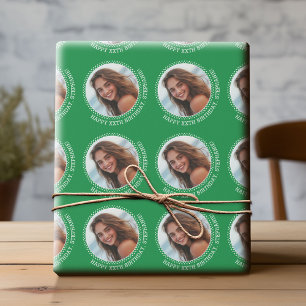 Circle One Foto mit Geburtstagsgrün Geschenkpapier