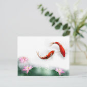 Circle Oriental Zen Feng Shui Koi & Lotus Postkarte (Stehend Vorderseite)