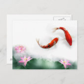Circle Oriental Zen Feng Shui Koi & Lotus Postkarte (Vorne/Hinten)